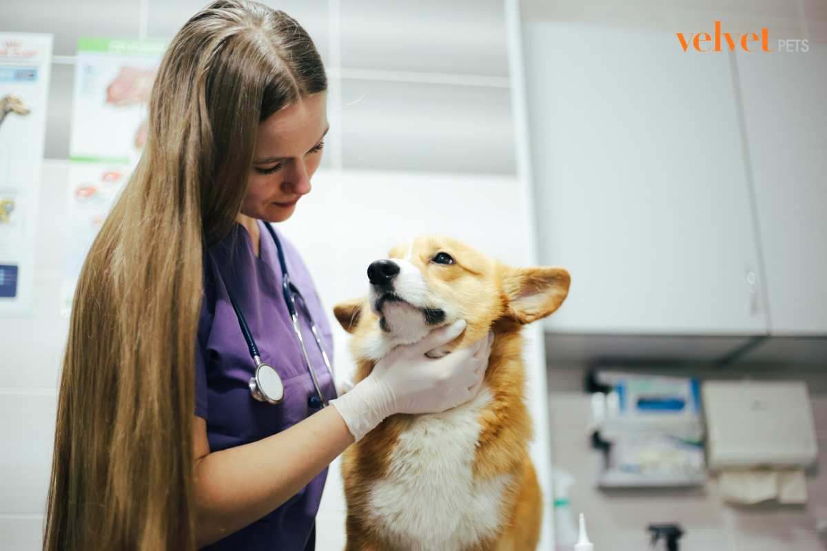 cane accarezzato dal veterinario
