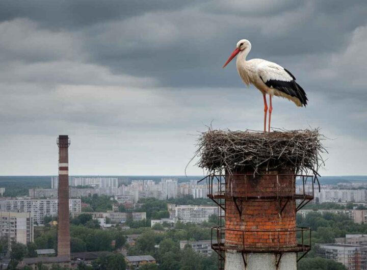 La cicogna solitaria: un simbolo di tristezza in un nido trasformato in supermercato