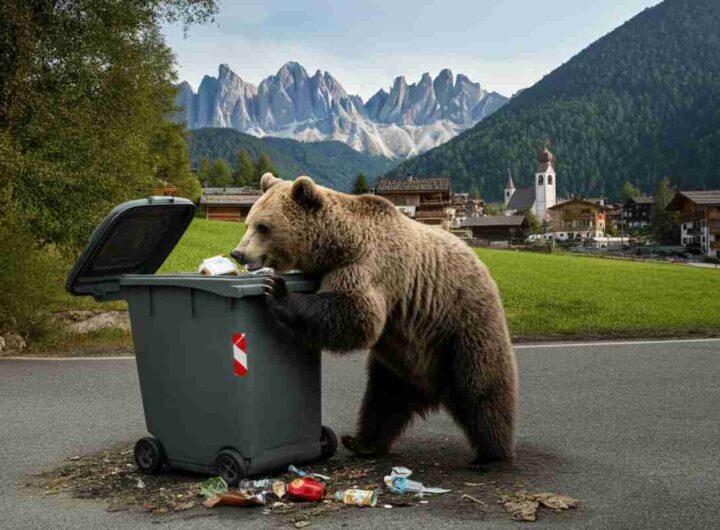 Orso tra i bidoni della spazzatura in Trentino: è allerta tragedia?