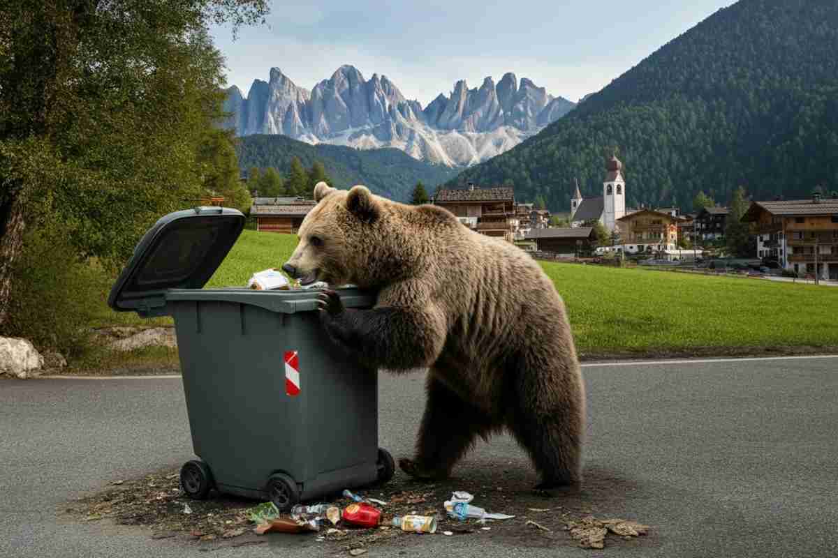 Orso tra i bidoni della spazzatura in Trentino: è allerta tragedia?