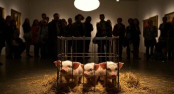 Maialini abbandonati per un’installazione artistica: la provocazione contro gli allevamenti intensivi