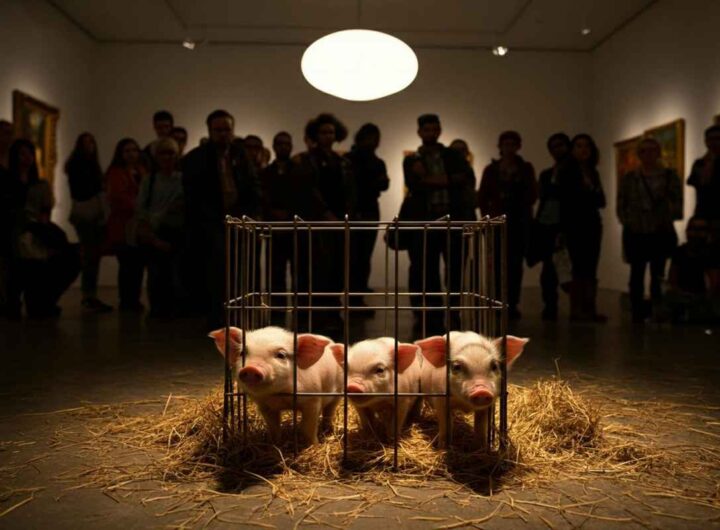 Maialini abbandonati per un'installazione artistica: la provocazione contro gli allevamenti intensivi
