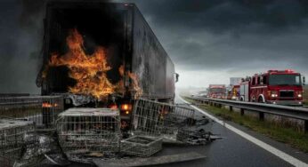 Tragedia sulla Pedemontana Veneta: 92mila pulcini perdono la vita in un camion in fiamme