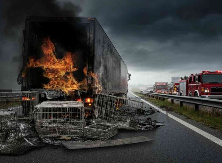 Tragedia sulla Pedemontana Veneta: 92mila pulcini perdono la vita in un camion in fiamme
