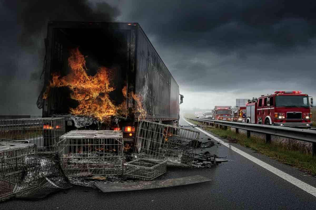 Tragedia sulla Pedemontana Veneta: 92mila pulcini perdono la vita in un camion in fiamme