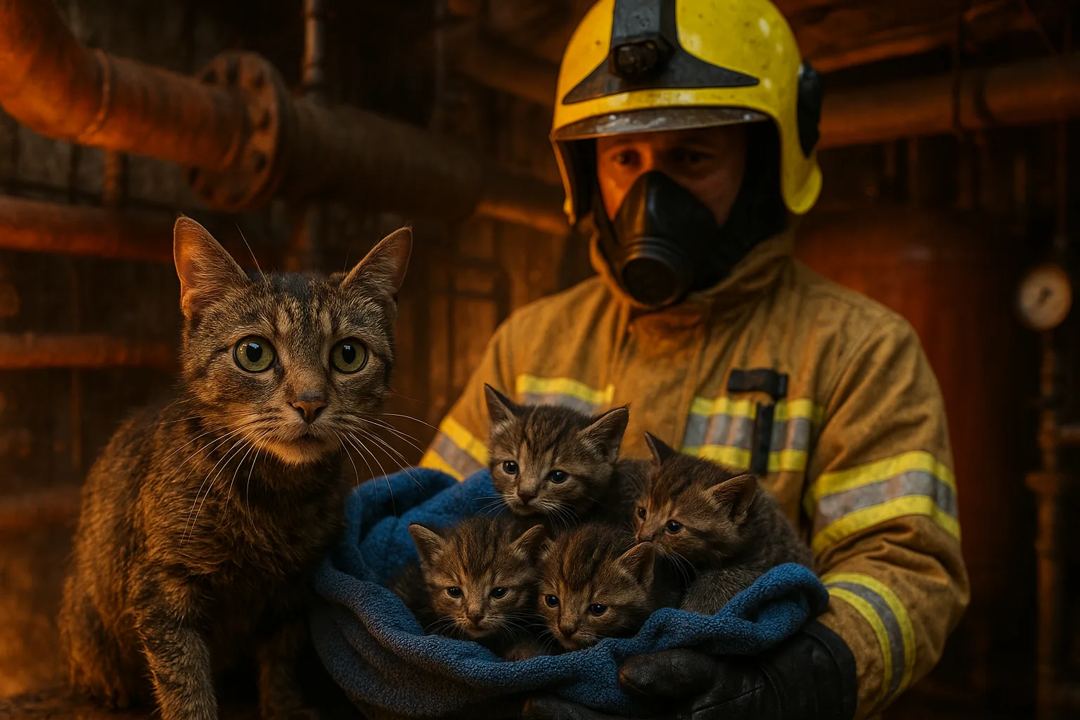 Gatta salvata a 45°C in una centrale termica di Londra: proteggeva i suoi cuccioli
