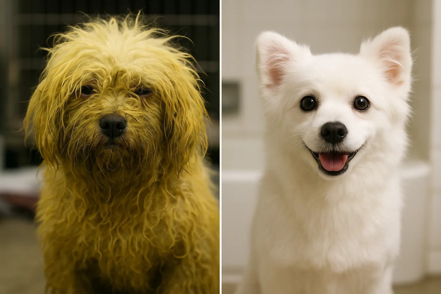 Dal giallo al bianco: quando il vero colore di un cane emerge dopo 16 bagni