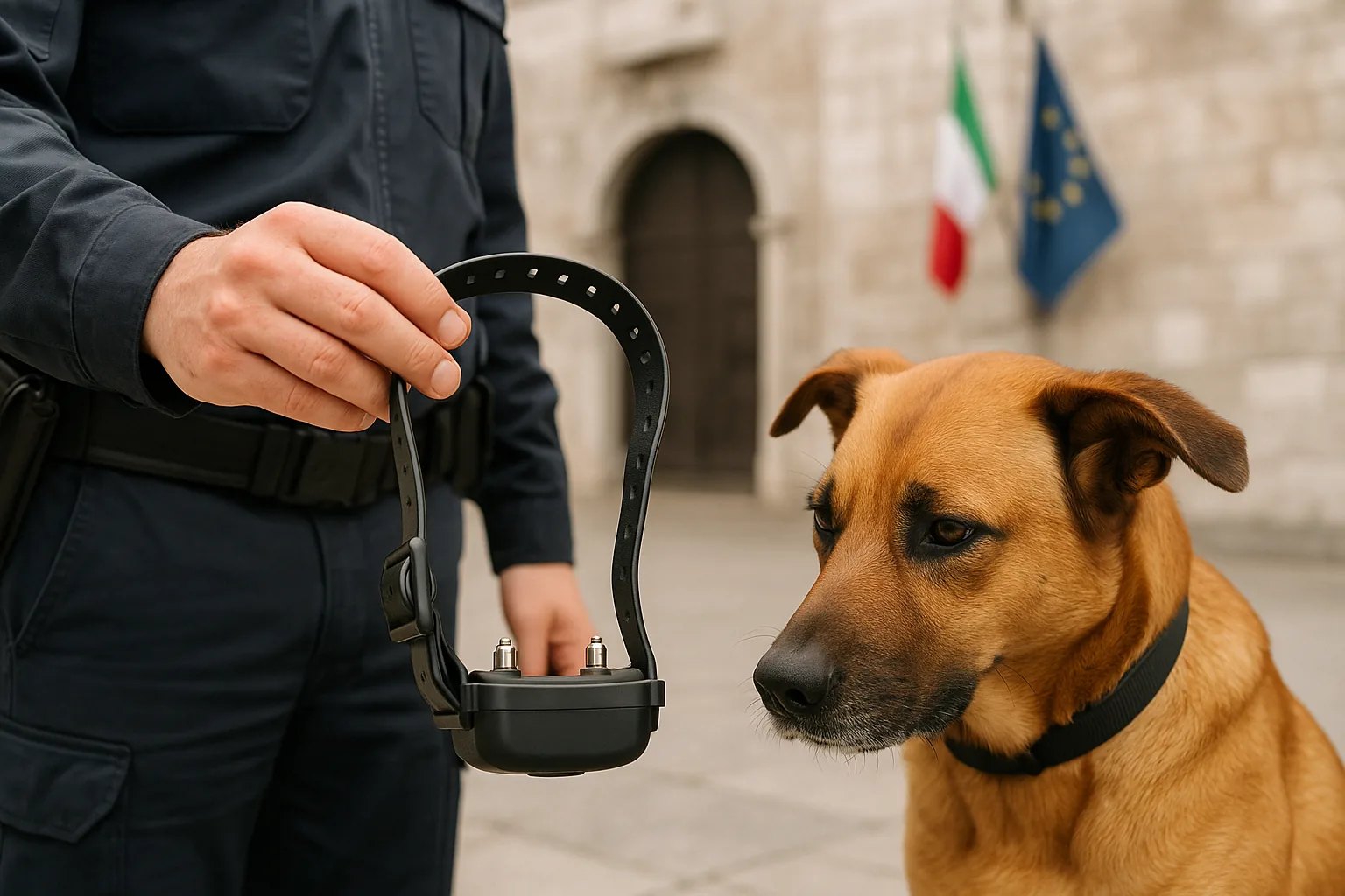 Collare elettrico al cane: sequestro a Tolmezzo e cosa dice la legge italiana