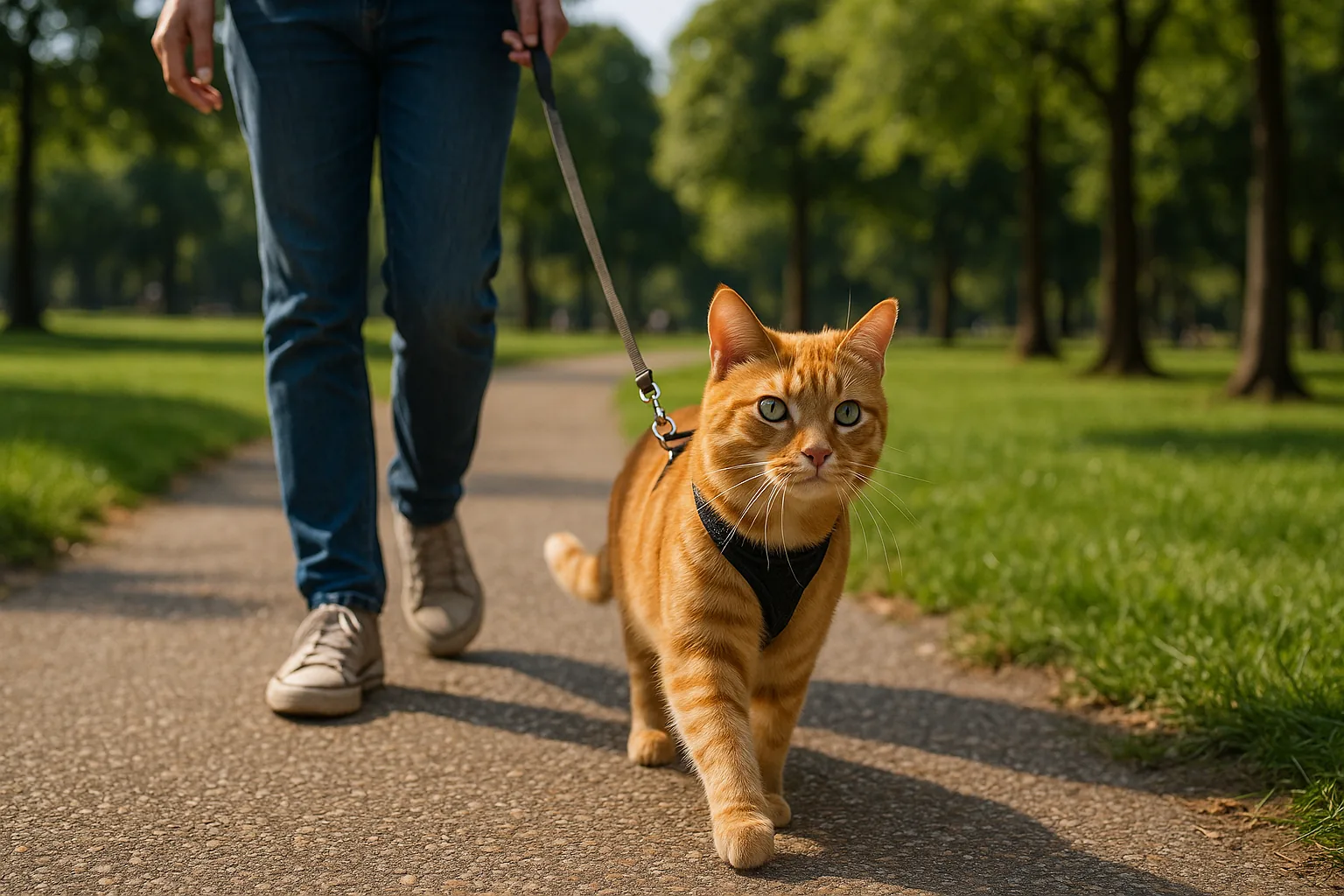 Passeggiate al guinzaglio per gatti: quando e come insegnare a Micio a esplorare il mondo