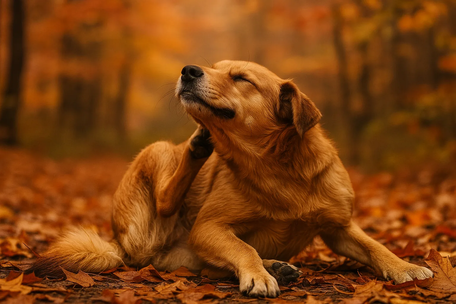 Cane che si gratta in autunno: allergie stagionali, pulci e dermatiti