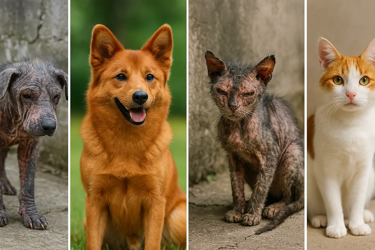 Da rifiuto a campione: le trasformazioni straordinarie di cani e gatti abbandonati