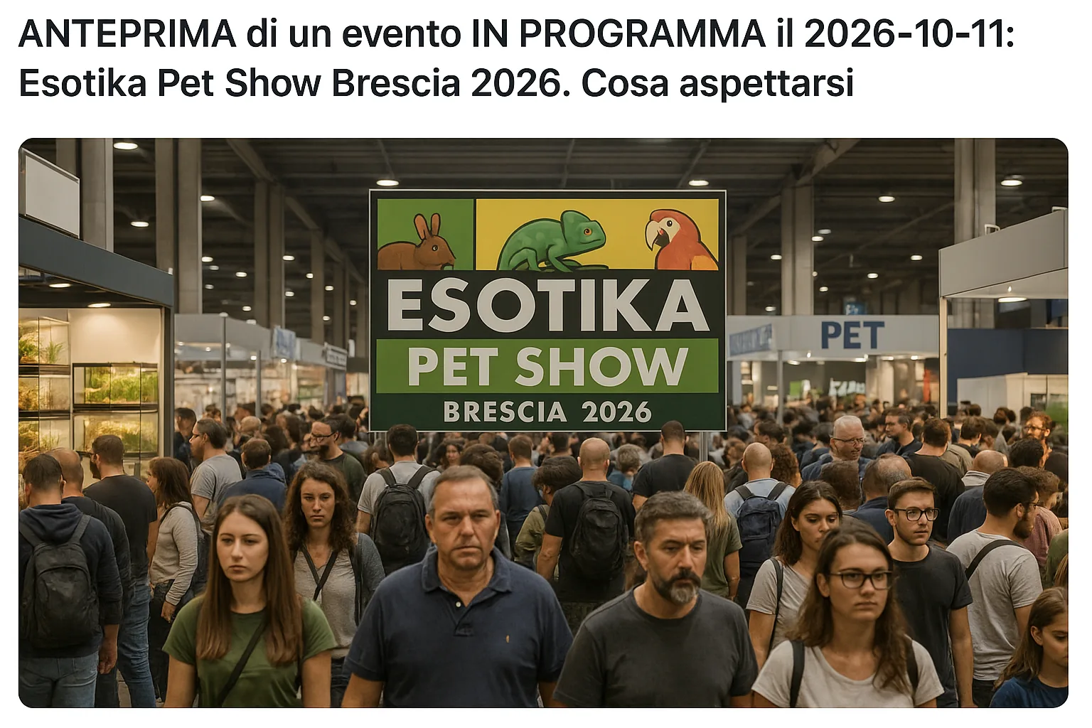 Esotika Pet Show Brescia 2026: tutto sull'evento di ottobre